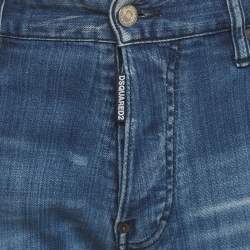 مملوكة مسبقًا Dsquared2 Blue Paint Splattered Distressed Denim Jeans XL/Waist 36"