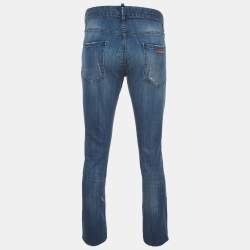 مملوكة مسبقًا Dsquared2 Blue Paint Splattered Distressed Denim Jeans XL/Waist 36"