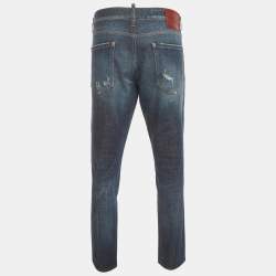 Pre Owned Dsquared2 Blue Denim Distressed Straight Fit Jeans XXXL /Waist 38"