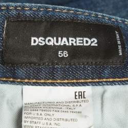 Pre Owned Dsquared2 Blue Denim Distressed Straight Fit Jeans XXXL /Waist 38"