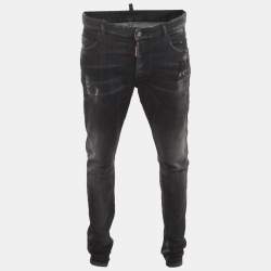 Pre Owned Dsquared2 Grey Distressed Denim Skinny Jeans XL/Waist 38"