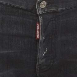 Pre Owned Dsquared2 Grey Distressed Denim Skinny Jeans XL/Waist 38"