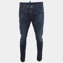 Pre Owned Dsquared2 Blue Distressed Denim Skinny Jeans XXL/Waist 39"