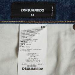 Pre Owned Dsquared2 Blue Distressed Denim Skinny Jeans XXL/Waist 39"