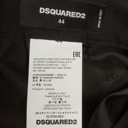 Pre Owned Dsquared2 Black Wool Blend Asymmetric Belt Cargo Trousers XS