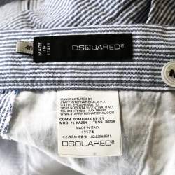 Pre Owned Dsquared2 Blue and White Striped Seersucker Pants S
