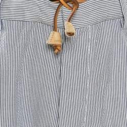 Pre Owned Dsquared2 Blue and White Striped Seersucker Pants S