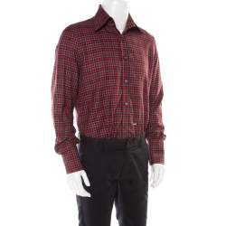 DSquared2 Red Checked Cotton Long Sleeve Shirt XXL