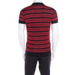 Pre Owned Dsquared2 Bicolor Textured Striped Detail Short Sleeve Polo T-Shirt M