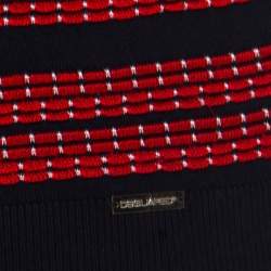 Pre Owned Dsquared2 Bicolor Textured Striped Detail Short Sleeve Polo T-Shirt M