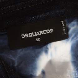 Dsquared2 Indigo Cotton Tie Dye Effect Denim Trim Relaxed Dan Shirt L