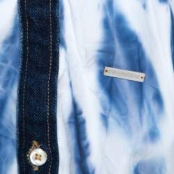 Dsquared2 Indigo Cotton Tie Dye Effect Denim Trim Relaxed Dan Shirt L