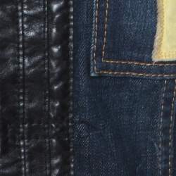 Dsquared2 Blue Denim Distressed Detail Leather Trim Jacket M