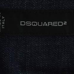Dsquared2 Blue Denim Distressed Detail Leather Trim Jacket M