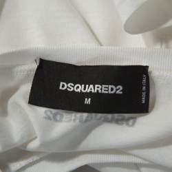 Dsquared2 White Printed Cotton Crew Neck T Shirt M