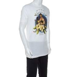 Dsquared2 White Printed Cotton Crew Neck T Shirt M