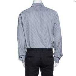 Dsquared2 White Striped Cotton Button Front Shirt 3XL