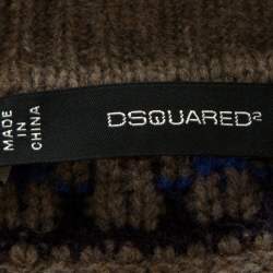 Dsquared2 Taupe Jacquard Wool Sleeveless Sweater L