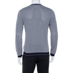 Dsquared2 Navy Blue Striped Knit Fitted Jumper L