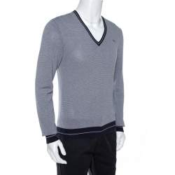 Dsquared2 Navy Blue Striped Knit Fitted Jumper L
