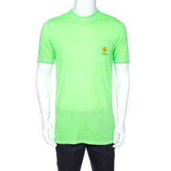 Pre Owned Dsquared2 Neon Green Logo Print Cotton T-Shirt M