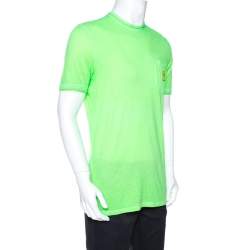Pre Owned Dsquared2 Neon Green Logo Print Cotton T-Shirt M