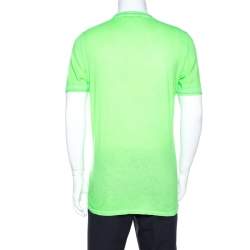 Pre Owned Dsquared2 Neon Green Logo Print Cotton T-Shirt M