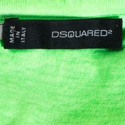 Pre Owned Dsquared2 Neon Green Logo Print Cotton T-Shirt M