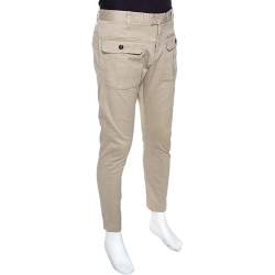 Dsquared2 Beige Stretch Cotton Cropped Cargo Trousers XXL