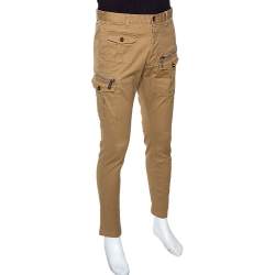 Dsquared2 Tan Brown Stretch Cotton Gabardine Skinny Cargo Trousers M