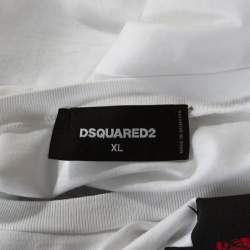 Pre Owned Dsquared2 White Psychedelic Print Cotton Jersey T- Shirt XL
