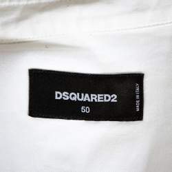 Pre Owned Dsquared2 White Stretch Cotton Pocket Detail Long Sleeve Shirt L