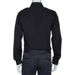 Pre Owned Dsquared2 Black Stretch Cotton Pocket Detail Long Sleeve Shirt L