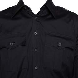 Pre Owned Dsquared2 Black Stretch Cotton Pocket Detail Long Sleeve Shirt L