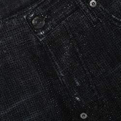 Dsquared2 Charcoal Grey Embellished Distressed Denim Skater Jeans S 