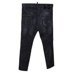 Dsquared2 Charcoal Grey Embellished Distressed Denim Skater Jeans S 