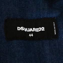 Dsquared2 Blue Denim Distressed Patch Detail Short Sleeve Shirt XS