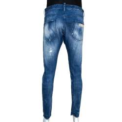 Dsquared2 Blue Distressed Denim Slim Fit Jeans L