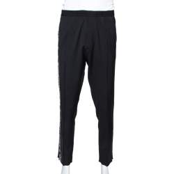 Dsquared2 Black Wool Blend Logo Stripe Detail Joggers L