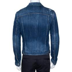 Pre Owned Dsquared2 Blue Distressed Light Wash Denim Fitted Jacket L 