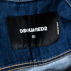 Pre Owned Dsquared2 Blue Distressed Light Wash Denim Fitted Jacket L 
