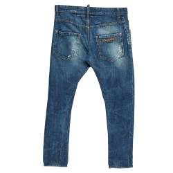 Pre Owned Dsquared2 Blue Distressed Denim Light Wash Tapered Jeans S