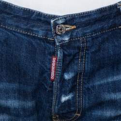 Pre Owned Dsquared2 Blue Distressed Denim Patched Classic Kenny Twist Jeans M