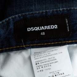 Pre Owned Dsquared2 Blue Distressed Denim Patched Classic Kenny Twist Jeans M