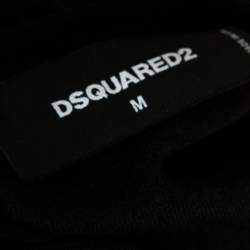 Dsquared2 Black Wool Knit Badge Detailed Henley T-Shirt M
