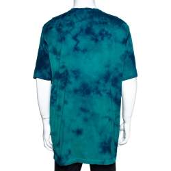 Pre Owned Dsquared2 Green Tie-Dye Cotton Slouch Fit T-Shirt XL