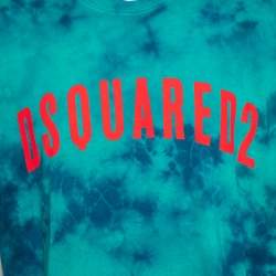 Pre Owned Dsquared2 Green Tie-Dye Cotton Slouch Fit T-Shirt XL