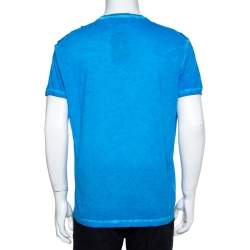 Pre Owned Dsquared2 Blue Cold Pigment Dyed Rainbow Print T-Shirt XXL