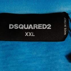 Pre Owned Dsquared2 Blue Cold Pigment Dyed Rainbow Print T-Shirt XXL