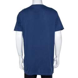 Pre Owned Dsquared2 Blue Cotton Jersey Icon Embroidered T-Shirt 3XL